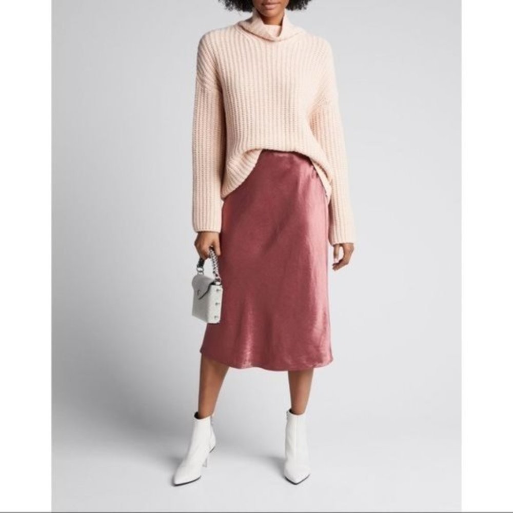 Vince Lofty Rib Knit Drop Sleeve Wool & Cashmere Blend Chunky Turtleneck Sweater - Picture 3 of 16
